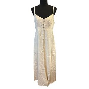 Monteau Los Angeles Beige Midi Dress Braided Straps Smocked Back L